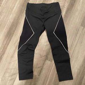 Cropped black with white accents yoga pant